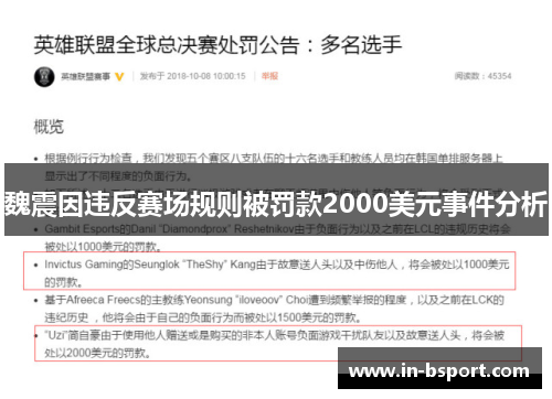 魏震因违反赛场规则被罚款2000美元事件分析 魏震因违反赛场规则被罚款2000美元事件分析